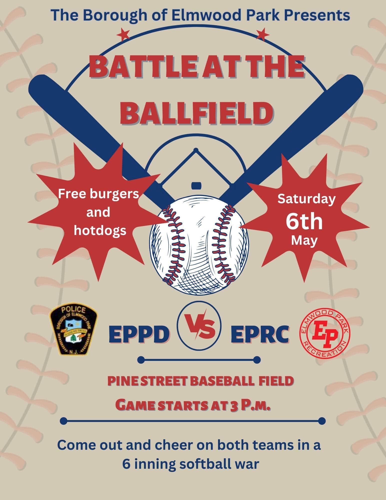 flyer for baseball game on May 6, 2023