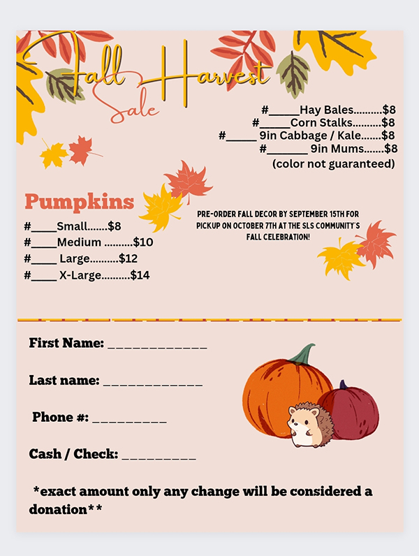 Fall Harvest Sale flyer