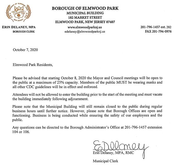 notice regarding reopening of meetings to the public